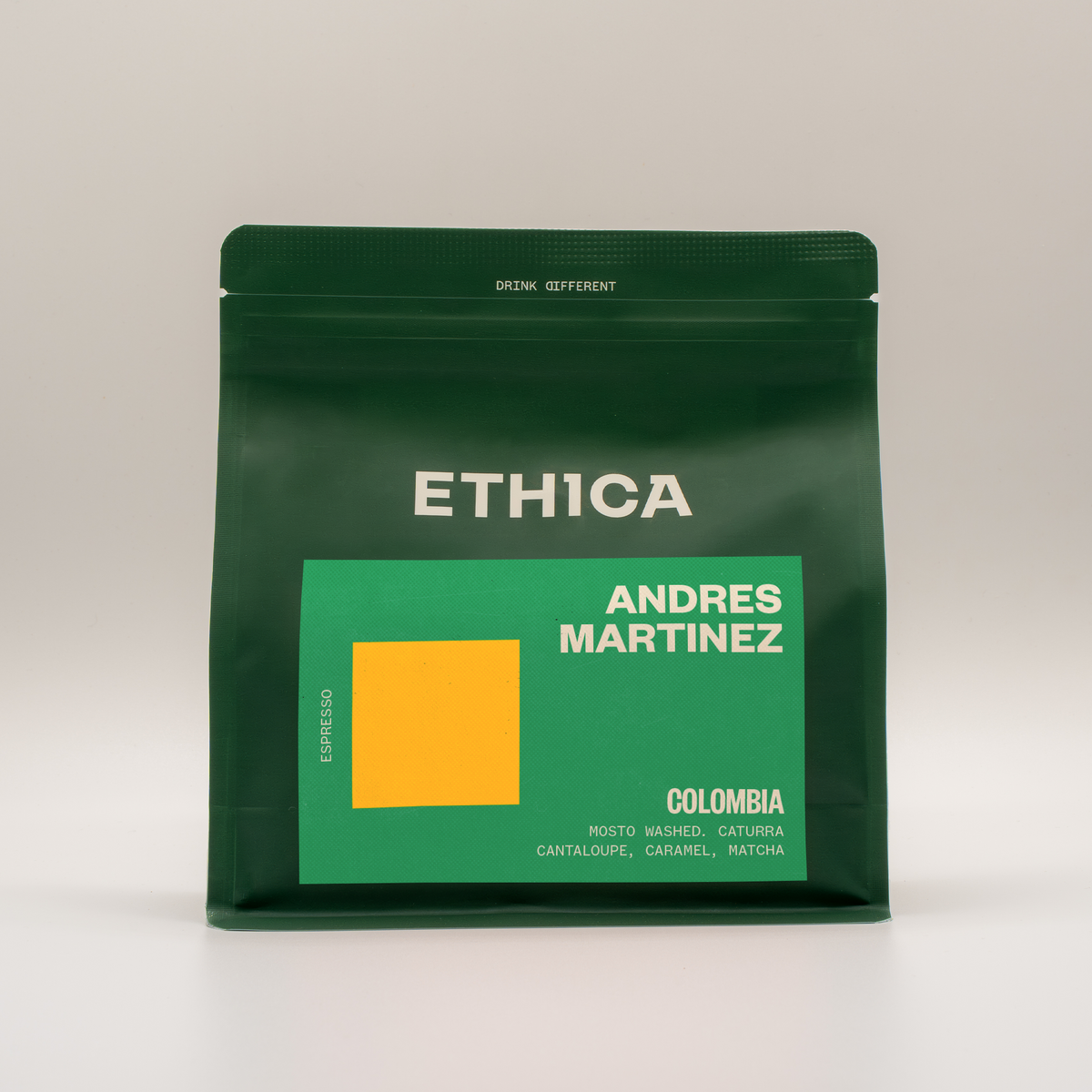 Coffee packaging for Ethica Coffee Roasters - Andres Martinez - Colombia - Washed - Espresso
