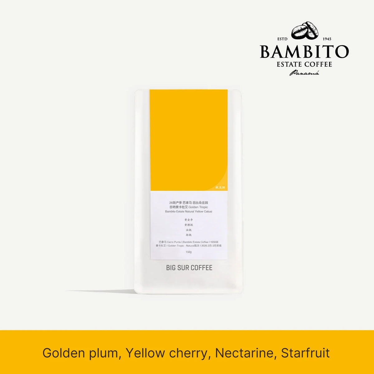 Big Sur Coffee - Golden Tropic - 26 New Season - Panama - Natural Yellow Catuai - Bambito Estate