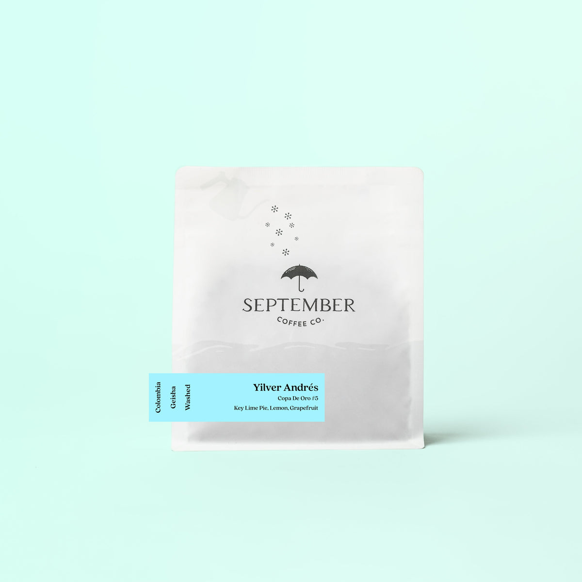 Coffee packaging for September - Yilver Andrés - Colombia Washed Geisha - Copa de Oro