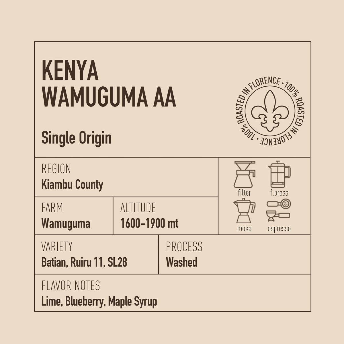 Ditta Artigianale - Wamuguma AA - Kenya - Washed - roaster tasting notes and coffee information