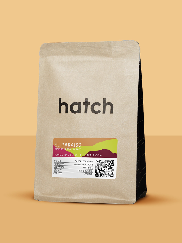 Hatch Coffee – El Paraiso Pink Bourbon Washed – Colombia coffee packaging