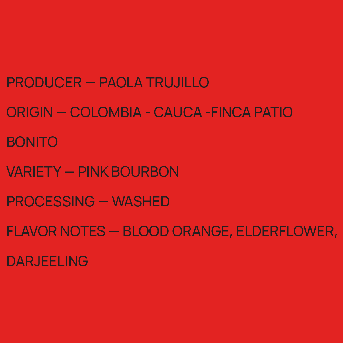 Mirra Coffee Paola Trujillo - Colombia - Pink Bourbon tasting notes and origin