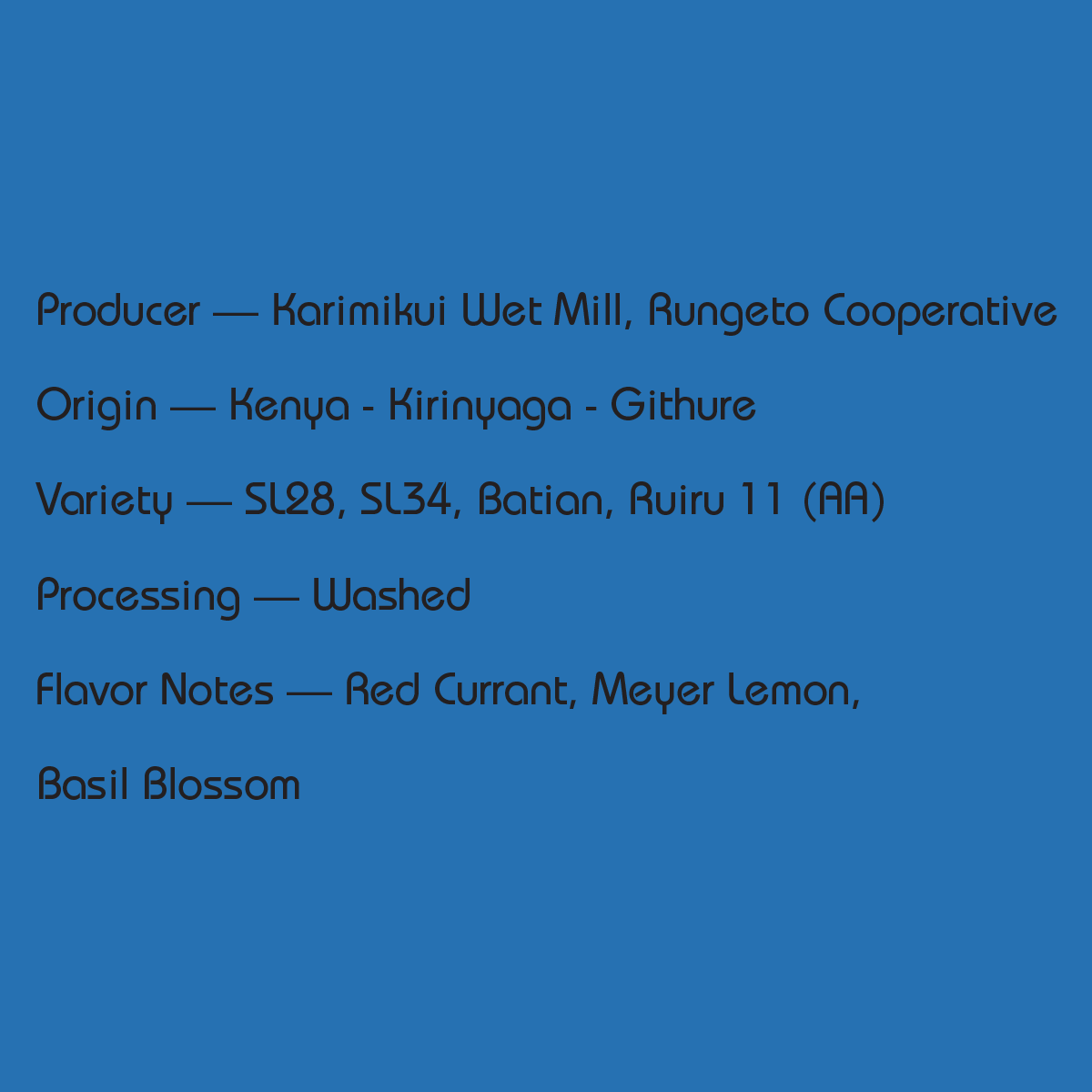 Mirra Coffee Karimikui AA - Kenya tasting notes and origin