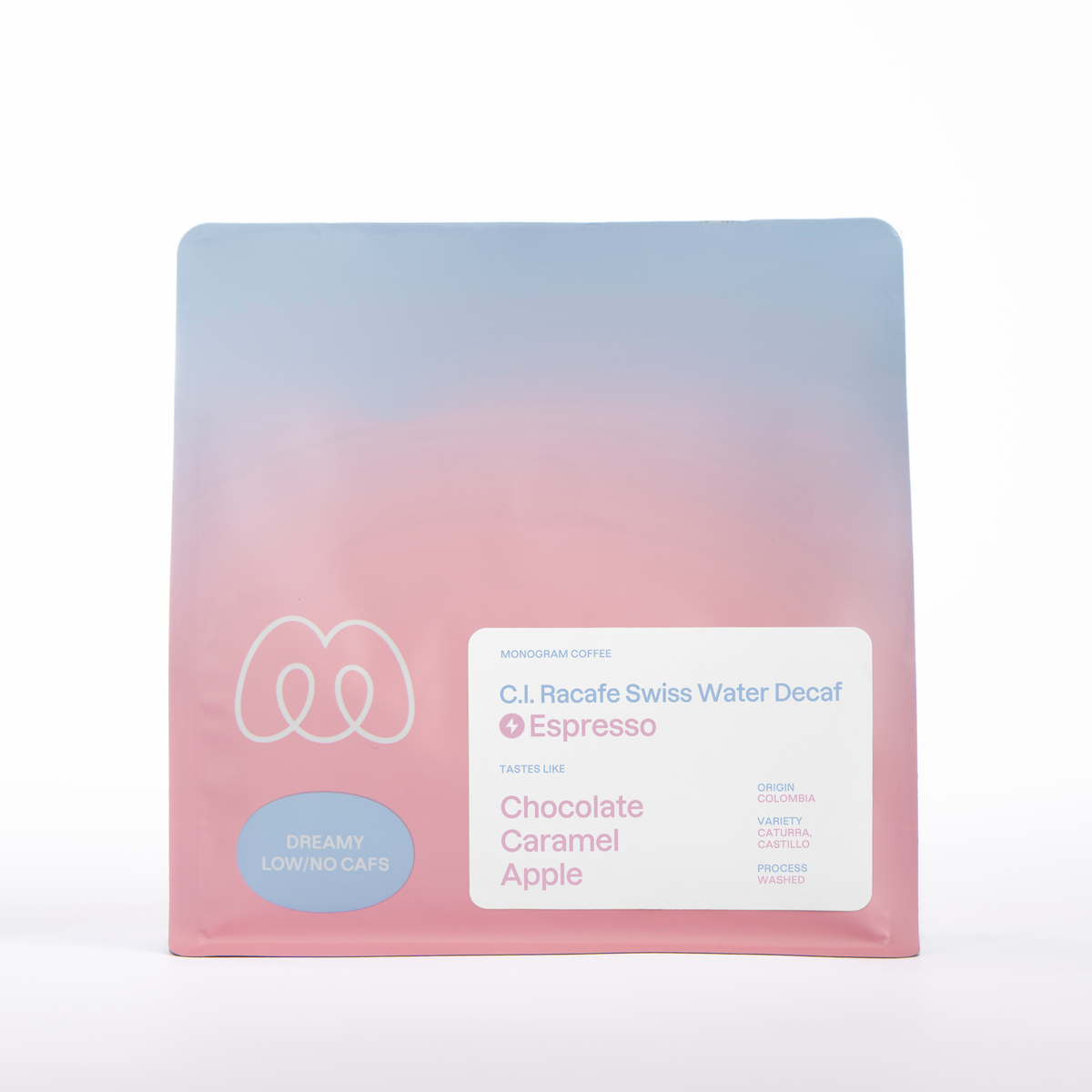Coffee packaging for Monogram Coffee - C.I. Racafe Swiss Water Decaf Espresso