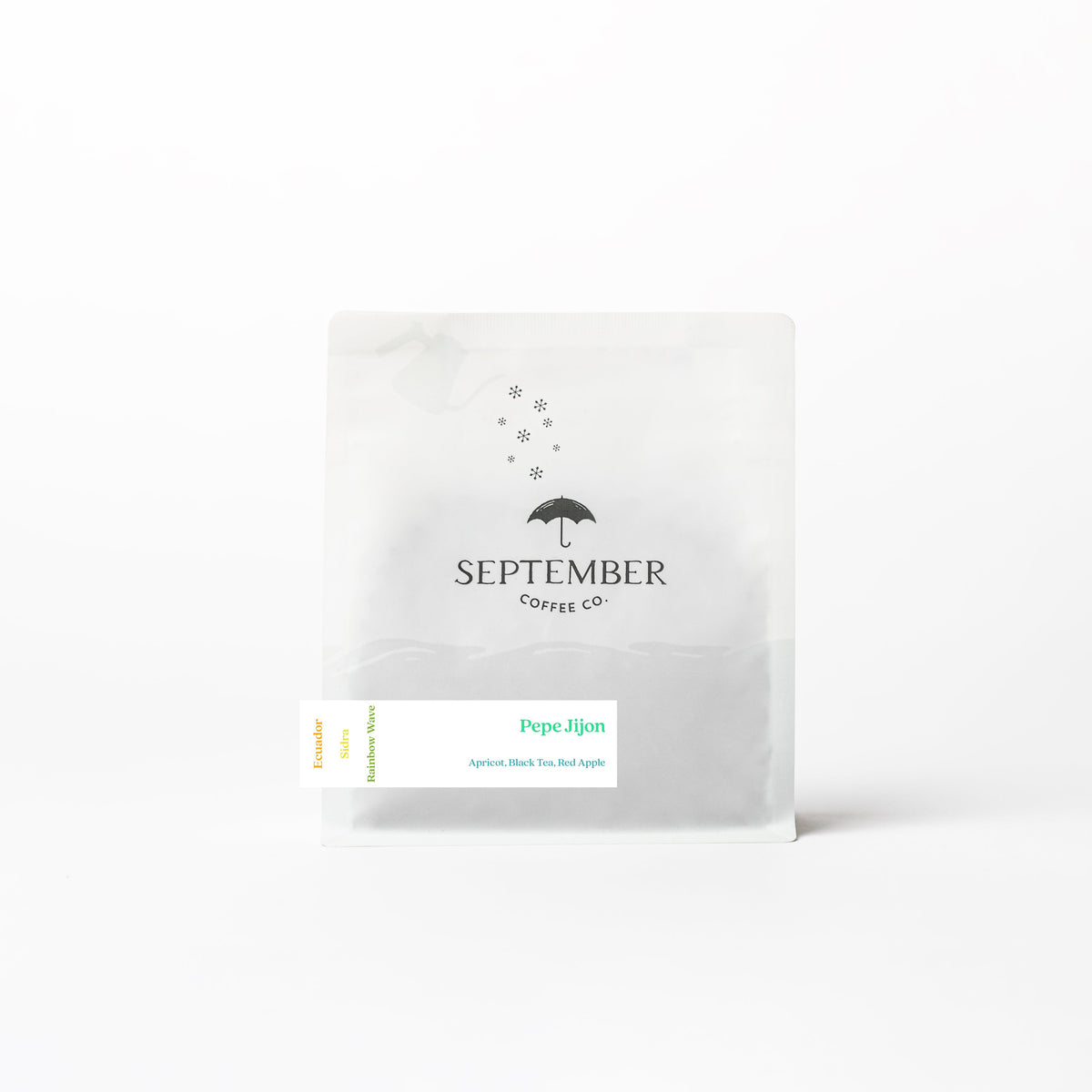 Coffee packaging for September - Pepe Jijón - Ecuador Rainbow Wave Sidra