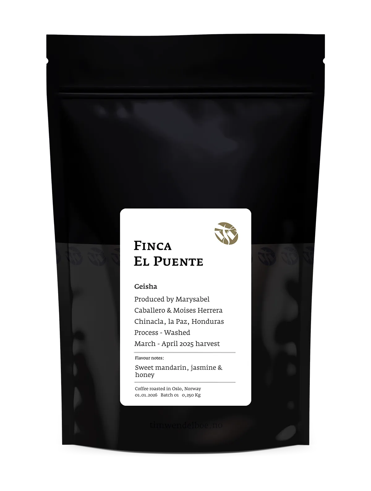 Coffee packaging for TIM WENDELBOE - Finca El Puente - Honduras - Geisha