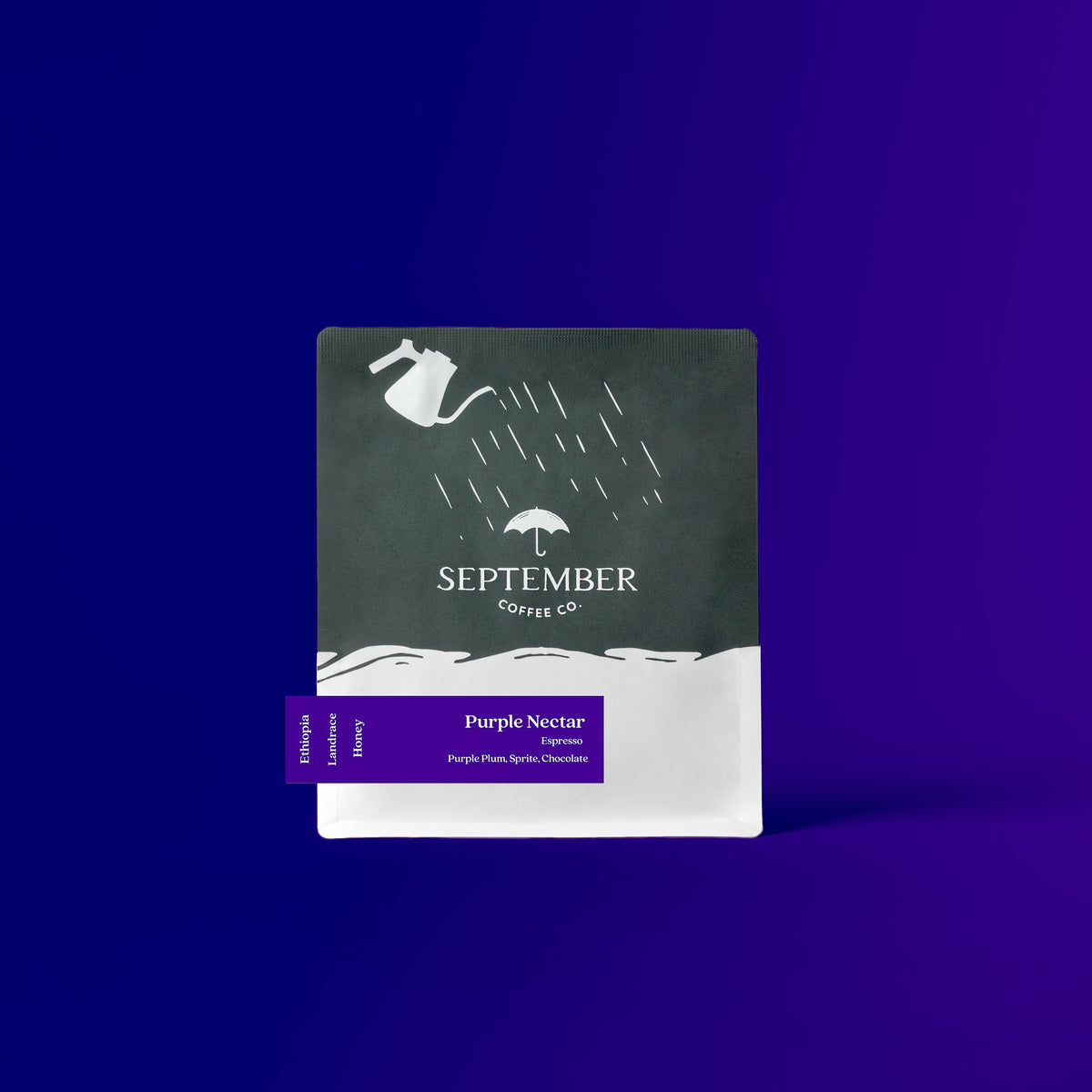 Coffee packaging for September - Purple Nectar - Ethiopia Honey 74158 Espresso