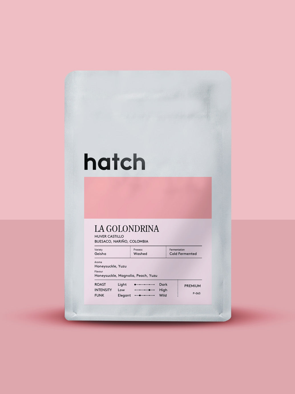 Coffee packaging for HATCH - Colombia - La Golondrina Geisha Washed