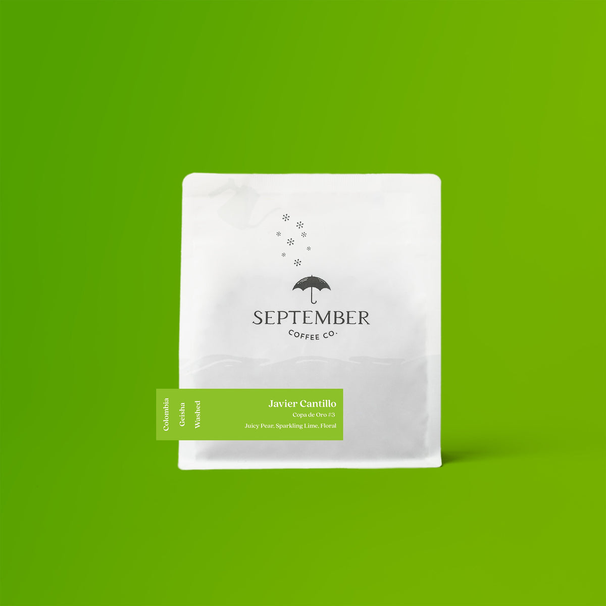 Coffee packaging for SEPTEMBER - Javier Cantillo - Colombia - Washed - Geisha (Cope de Oro)