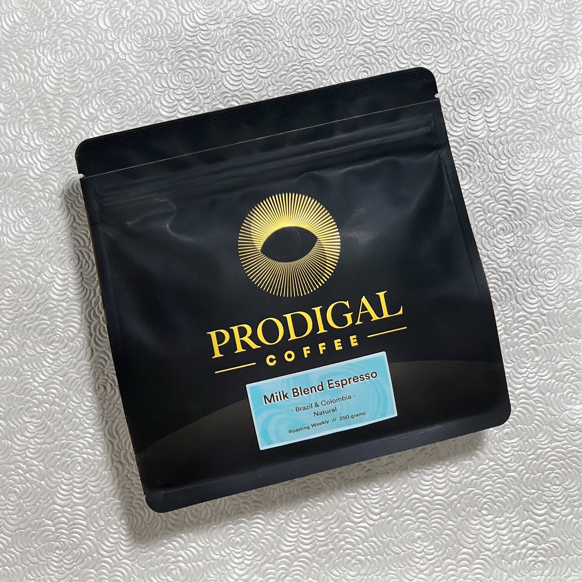 Coffee packaging for PRODIGAL - Milk Blend Espresso