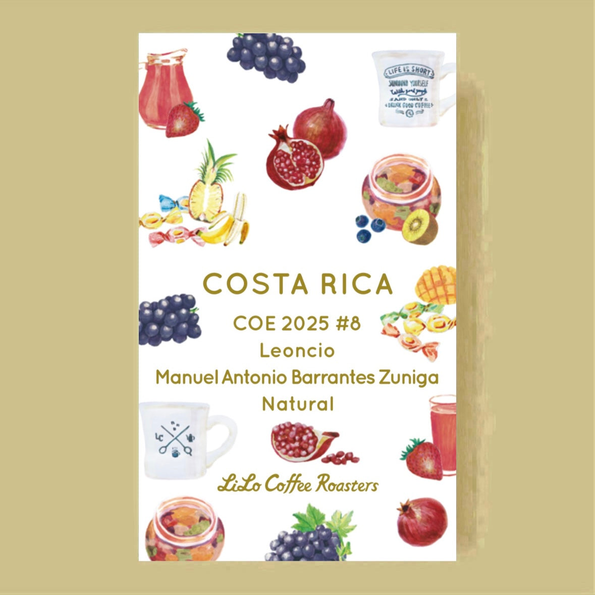 Official LiLo coffee label for LiLo Coffee Roasters – COE 2025 #8 Leoncio – Costa Rica – Natural – 200g