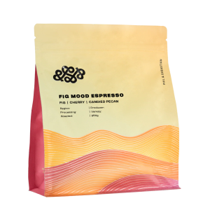 Fig Mood starts to introduce more fruit into the espresso. Its hallmark is its fig-like sweetness, but the coffee brings in juicy cherry liveliness and it's rounded out with candied pecan