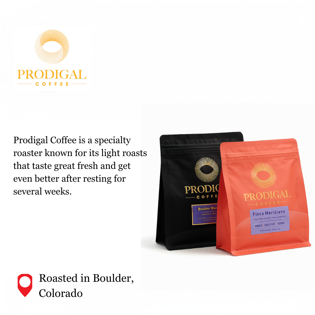 Prodigal Coffee is a specialty roaster known for its light roasts that taste great fresh and get even better after resting for several weeks.